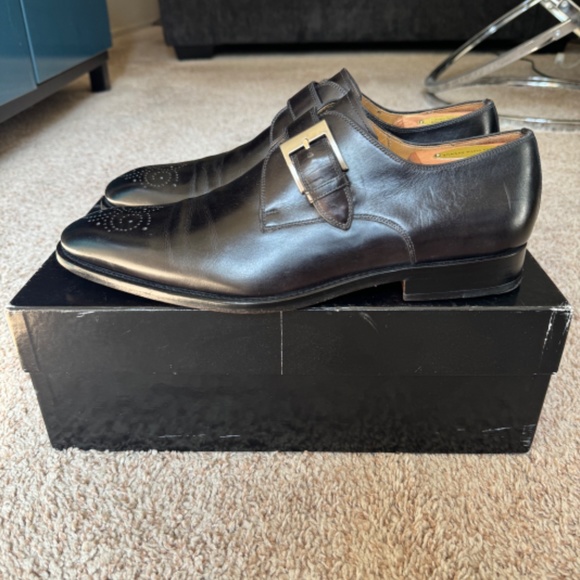 MAGNANNI GREY (CHARCOAL) MEDALLION PLAIN TOE MONK STRAP - Picture 5 of 9